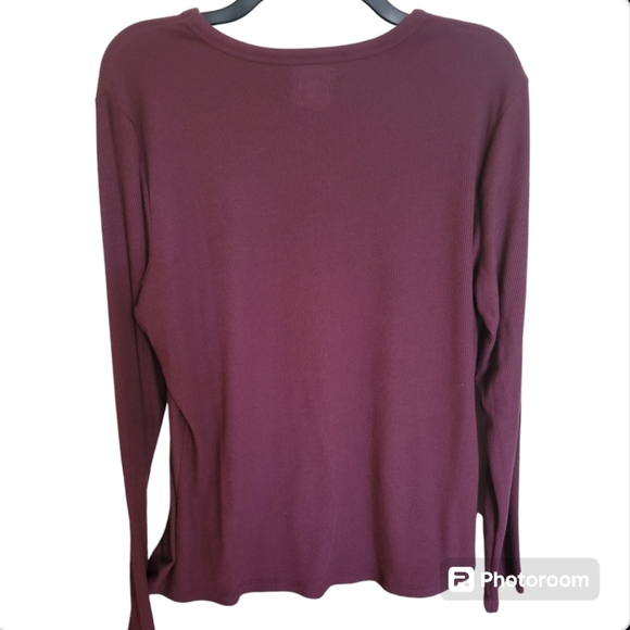 a.n.a Wine Red Long Sleeve Tee Size XXL - Picture 2 of 5